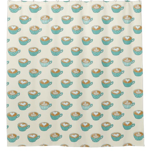 Latte Art in Niedlich Blue Coffee Mugs Duschvorhang (Vorderseite)