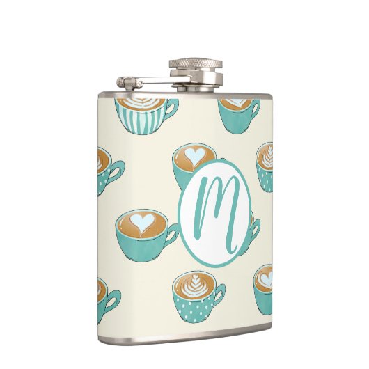 Latte Art in Niedlich Blue Coffee Mugs Flachmann (Rechts)