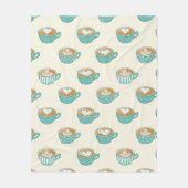 Latte Art in Niedlich Blue Coffee Mugs Fleecedecke (Vorderseite)