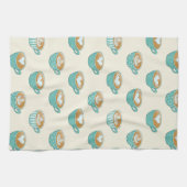 Latte Art in Niedlich Blue Coffee Mugs Geschirrtuch (Horizontal)