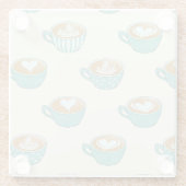 Latte Art in Niedlich Blue Coffee Mugs Glasuntersetzer (Rückseite)