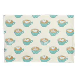 Latte Art in Niedlich Blue Coffee Mugs Kissenbezug