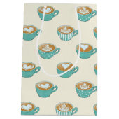 Latte Art in Niedlich Blue Coffee Mugs Mittlere Geschenktüte (Rückseite)