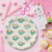 Latte Art in Niedlich Blue Coffee Mugs Pappteller (Party)