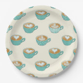 Latte Art in Niedlich Blue Coffee Mugs Pappteller (Vorderseite)