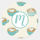 Latte Art in Niedlich Blue Coffee Mugs Runder Aufkleber (Vorderseite)