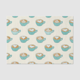 Latte Art in Niedlich Blue Coffee Mugs Seidenpapier