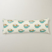 Latte Art in Niedlich Blue Coffee Mugs Seitenschläferkissen (Rückseite)