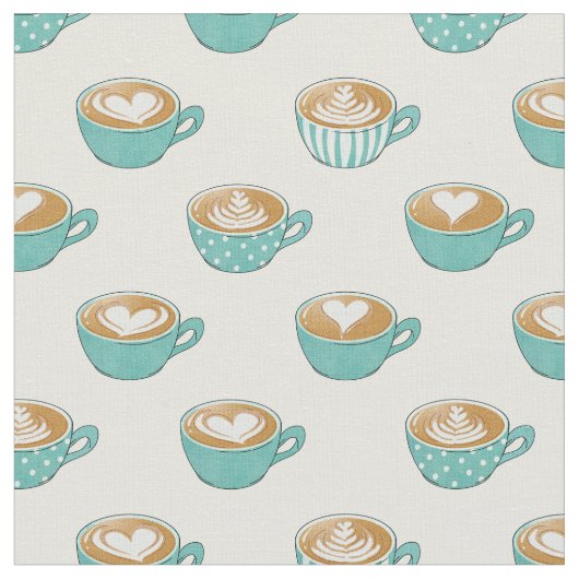 Latte Art in Niedlich Blue Coffee Mugs Stoff (Nahaufnahme)