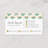 Latte Art in Niedlich Blue Coffee Mugs Visitenkarte (Rückseite)