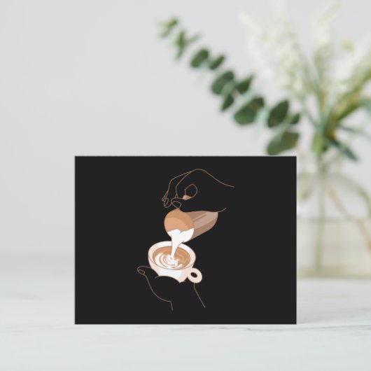 Latte Art Postkarte (Stehend Vorderseite)