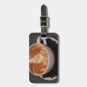 Latte Art und Coffee Bohnen Gepäckanhänger (Vorderseite vertikal)