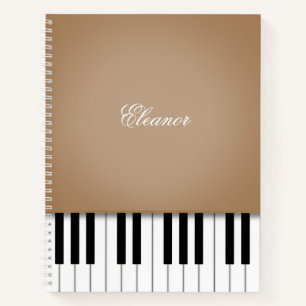 Latte Brown Piano Music Keyboard Custom Notizblock