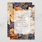 Latte Brown to Caramel Floral Hochzeit im Herbst Einladung (Vorne/Hinten)