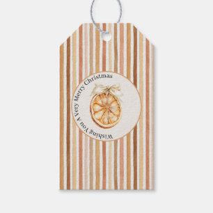 Latte Cocoa Blush Streifen Bogen Orange Weihnachte Geschenkanhänger