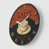 Latte Coffee Italian Café Kitchen Decor Große Wanduhr (Winkel)