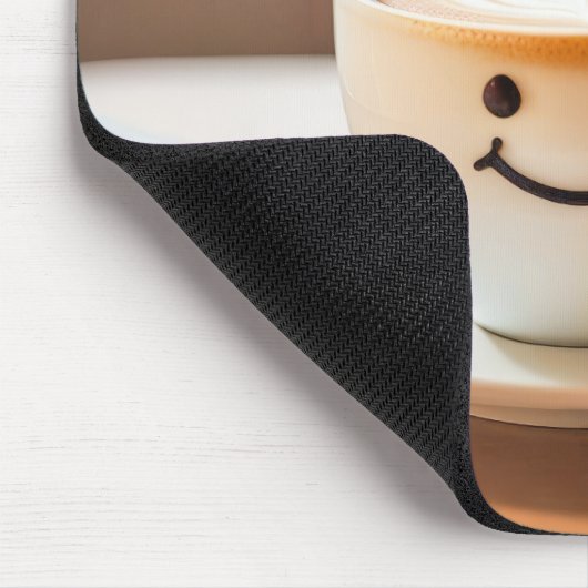 Latte durch sonniges Fenster lächeln Mousepad (Ecke)