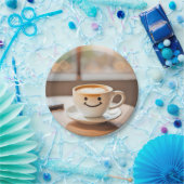 Latte durch sonniges Fenster lächeln Pappteller (Party)