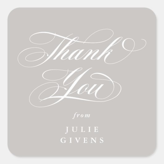 Latte Elegant Script Abschluss Vielen Dank Quadratischer Aufkleber (Vorderseite)