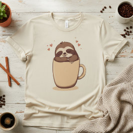 Latte Faultier. Süßes Kaffee-Faultier, lustiger fa T-Shirt