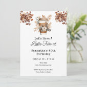 Latte Fun Coffee 80th Adult Birthday Einladung (Stehend Vorderseite)
