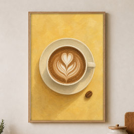 Latte Herz Wasserfarben Cottagecore Kunstposter Poster