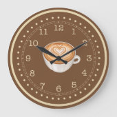 Latte-Kaffee Große Wanduhr (Vorderseite)