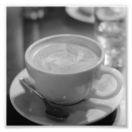 Latte Kaffee schwarz und weiß Fotodruck (Vorne)