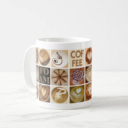 Latte Kunst-Quadrate Kaffeetasse (Vorderseite Links)