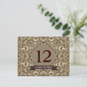Latte Lace Wedding Event Tischnummer Postkarte (Stehend Vorderseite)