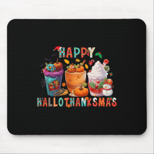 Latte Lovers Happy Hallothanksmas Pumpkin Xmas Pre Mousepad