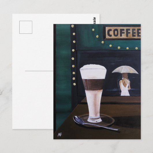 Latte Macchiato Gemälde von Alfred Fox Postkarte (Vorne/Hinten)