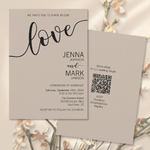 Latte Mocha Schwarze Liebe Schrift Minimalistische Einladung