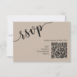 Latte Mocha Schwarze Liebe Schrift Minimalistische RSVP Karte