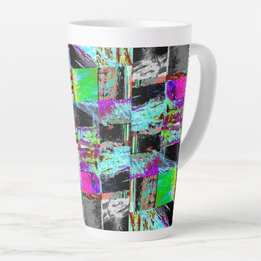 Latte Mug – Abstract Grid Milchtasse (Rechte Ecke)