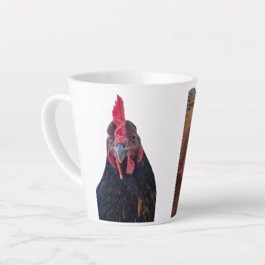 Latte Mug Chicken Portraits Milchtasse (Linke Ecke)