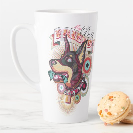 Latte Mug – Urban Loyalty Doberman Pop-Art Design Milchtasse (Beispiel)