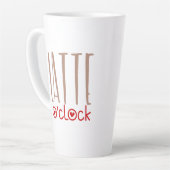 Latte O Clock Fun Zitat Quirky Typografie Milchtasse (Linke Ecke)
