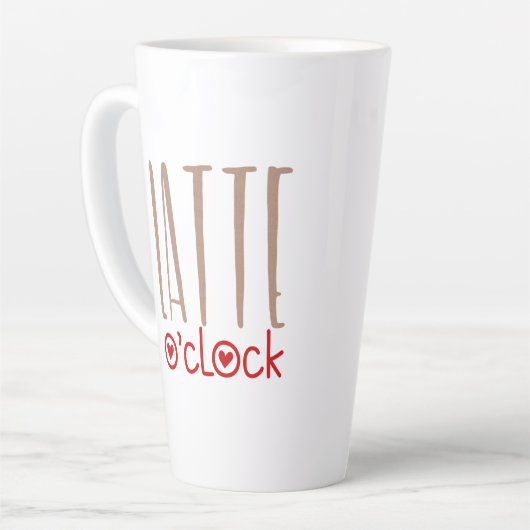 Latte O Clock Fun Zitat Quirky Typografie Milchtasse (Linke Ecke)