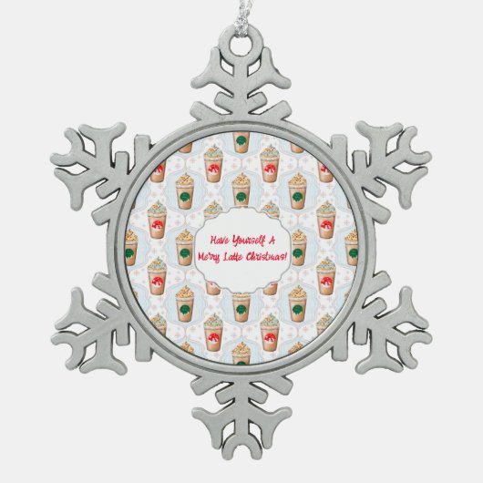 Latte Ogee Snowflake Muster Ornament (Vorderseite)