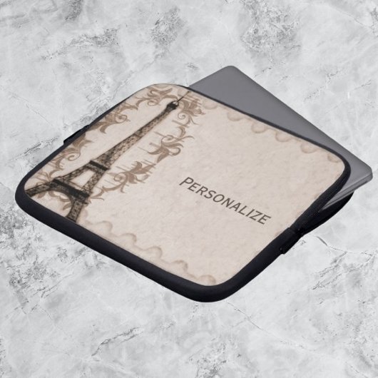 Latte Paris Grunge Laptop Sleeve