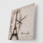 Latte Paris Grunge Wall Clock Quadratische Wanduhr (Winkel)