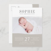 Latte Perfektions-Foto-Geburtsmitteilung Ankündigungspostkarte (Vorne/Hinten)
