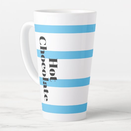 Latte Tasse - Blue Hoops - Hot Chocolate (Linke Ecke)
