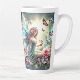 Latte Tasse - Fee in Blume Garten, Schmetterlinge