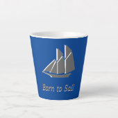 Latte Tasse - Graues Segelboot auf Blue (Vorderseite)
