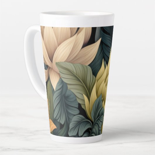 Latte Tasse - Große Tasse mit Blumendesign (Linke Ecke)