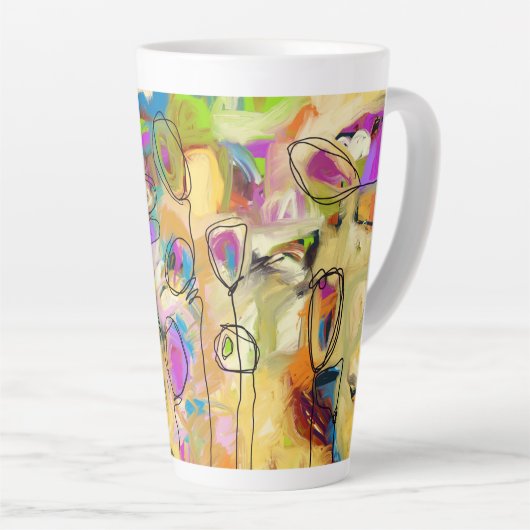 Latte Tasse mit Abstrakten Blume (Rechte Ecke)