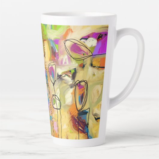 Latte Tasse mit Abstrakten Blume (Rechts)