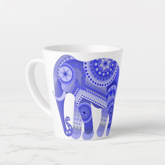 Latte Tasse mit coolem blauen Elefanten (Linke Ecke)